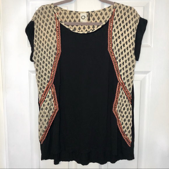 Anthropologie Tops - Anthropologie Top with Beads & fabric details
